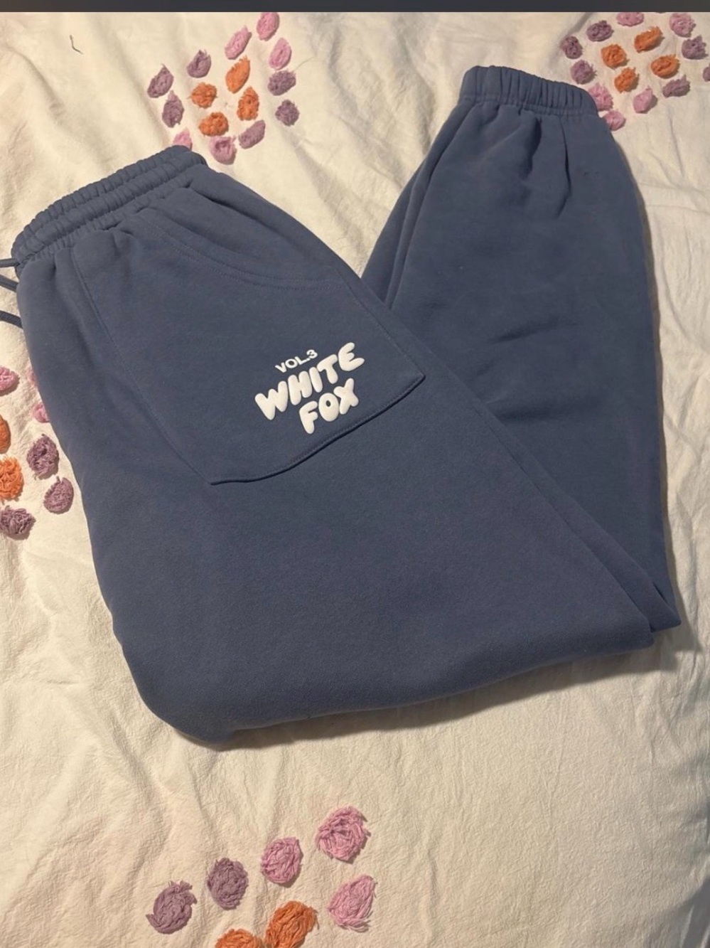 White Fox Boutique Navy Blue Logo Track Joggers